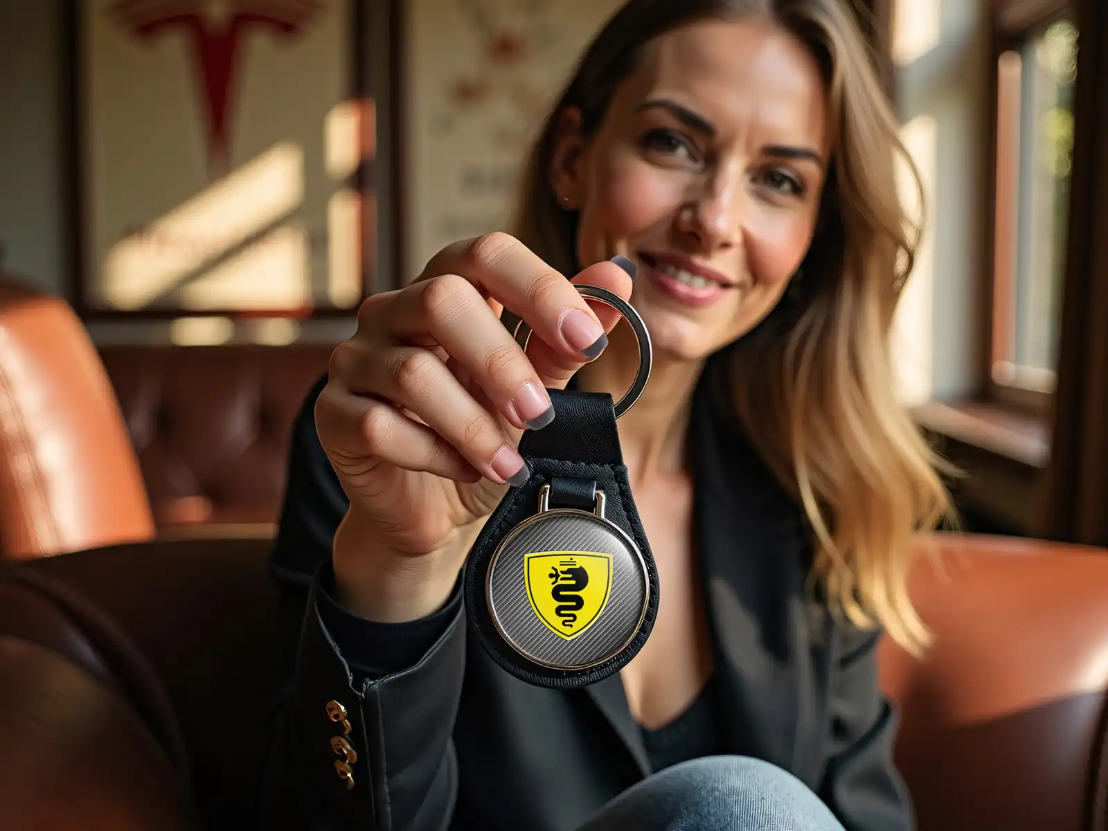Alfa Romeo Catena Portachiavi In Pelle Forte Moderno Da Corsa